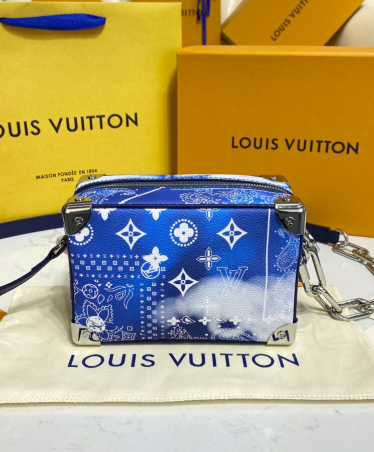 Louis Vuitton Monogram Bandana Mini Soft Trunk Blue Silver