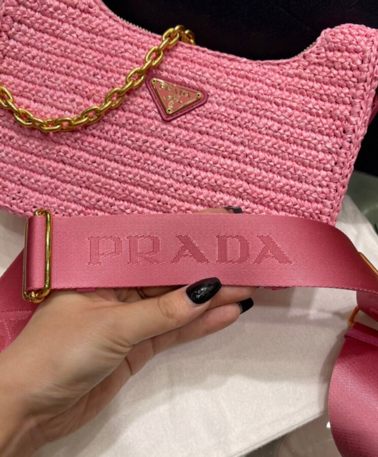 Prada Re-Edition 2005 Raffia Bag 1BH204 Pink - lushenticbags