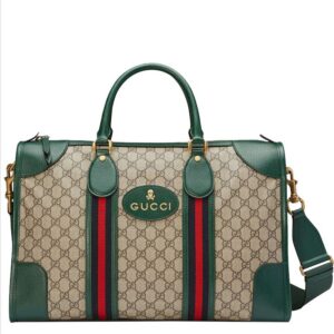 Gucci GG Supreme Web Stripe Boston Bag Blue