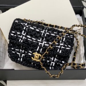 Chanel Wool Tweed Maxi Hobo Bag AS3564 Black/Grey 2022