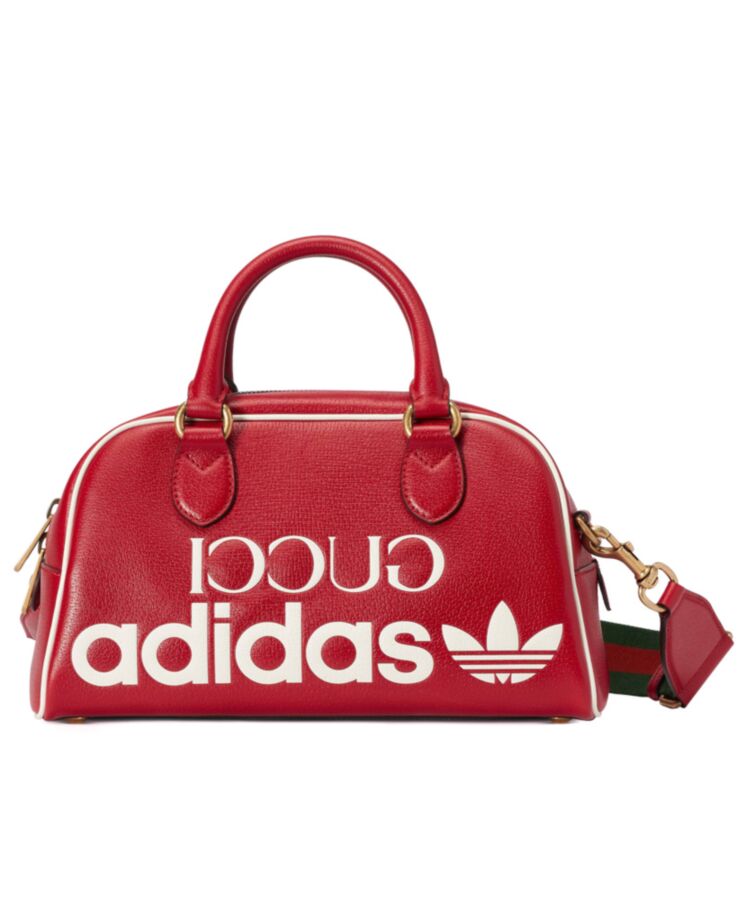Gucci x adidas Mini Duffle Bag Red in Leather with Gold-tone - US