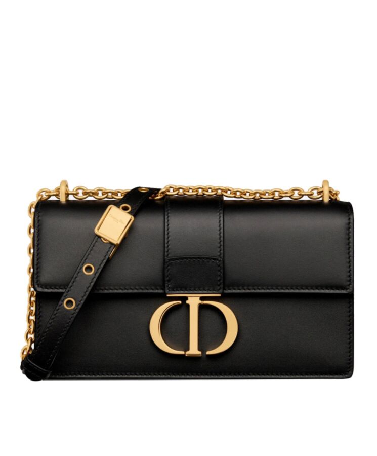 Dior Women 30 Montaigne East-West Bag with Chain Black Calfskin