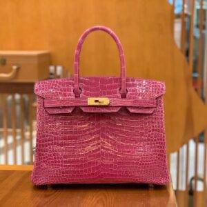 Perfect Hermes Birkin 30cm5J Fuchsia imported Porosus full handmade