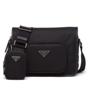 Prada Re-Nylon And Saffiano Leather Shoulder Bag Black