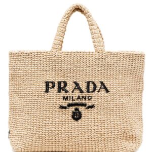 Prada Raffia Tote Bag Apricot