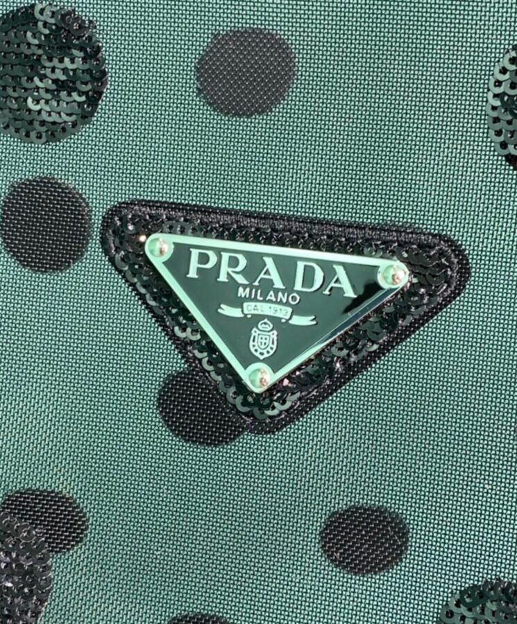 Shop PRADA Small polka-dot mesh tote bag by Oh2t