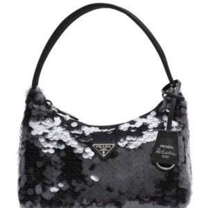 Prada Re-Edition 2000 Sequined Re-Nylon Mini Bag 1NE515 Black