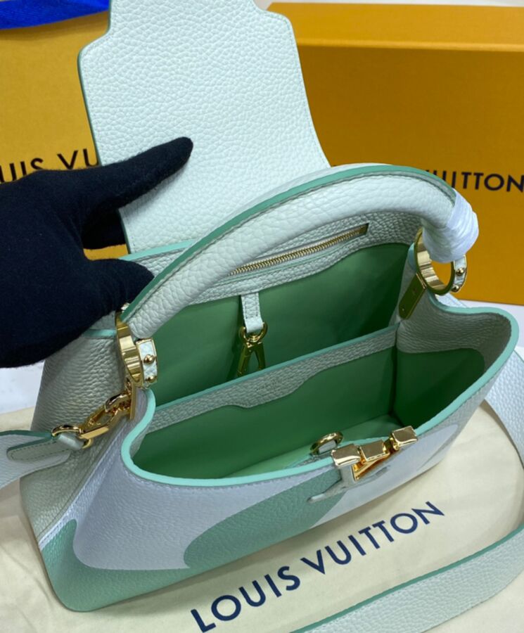 Louis Vuitton Taurillon Mini Capucines Vert d'eau