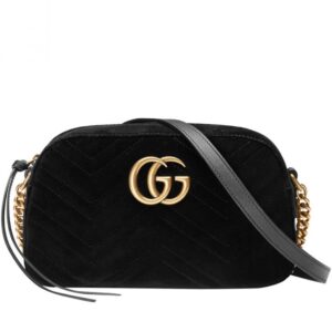 Gucci GG Marmont velvet small shoulder bag 447632 Black