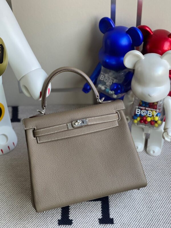 Hermes Kelly togo ck18 Etoupe Silver buckle 25cm