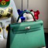 Hermes Kelly Togo U4 Velvet green Silver buckle 32cm