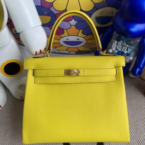 Hermes Kelly Swift 9R Lemon yellow gold buckle 25cm