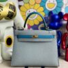 Hermes Kelly Epsom linen blue & Tanzanian blue gold buckle 25cm