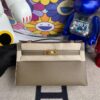 Hermes kelly pochette Epsom ck18 Etoupe Gold Hardware 22cm Full Handmade
