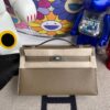 Hermes kelly pochette Epsom ck18 Etoupe Silver Hardware 22cm Full Handmade