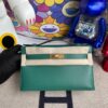 Hermes kelly pochette Swift Z6 malachite Gold Hardware 22cm Full Handmade