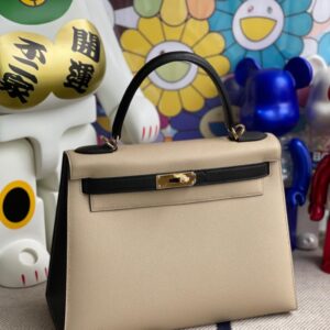 Hermes Kelly 28cm Epsom s2 Trench & Noir Gold Hardware Full Handmade