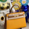 Hermes Kelly 28cm Epsom 9V sun yellow & Golden brown Gold Hardware Full Handmade