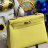 Hermes Kelly 28cm Epsom 9R Lime Gold Hardware Full Handmade