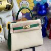 Hermes Kelly 25cm Evecolor ck10 Craie & Velvet green Gold Hardware Full Handmade