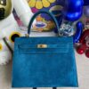 Hermes Kelly 25cm chamois blue Gold Hardware Full Handmade