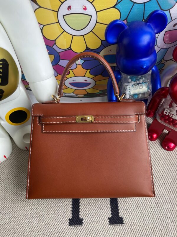 Hermes Kelly 25cm Barenia Golden brown Gold Hardware Full Handmade