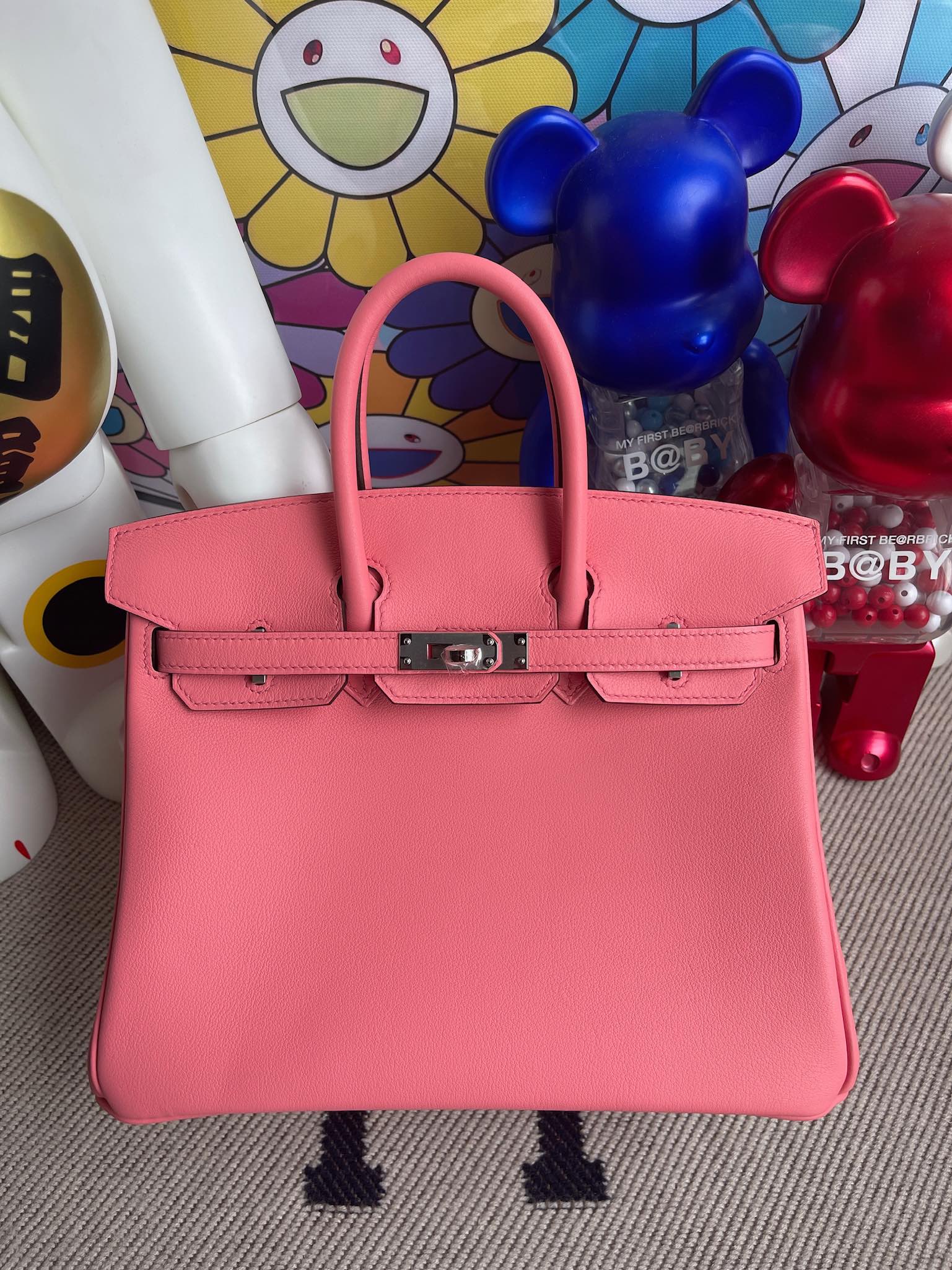Hermes Birkin bag 25 Pink Togo leather Silver hardware