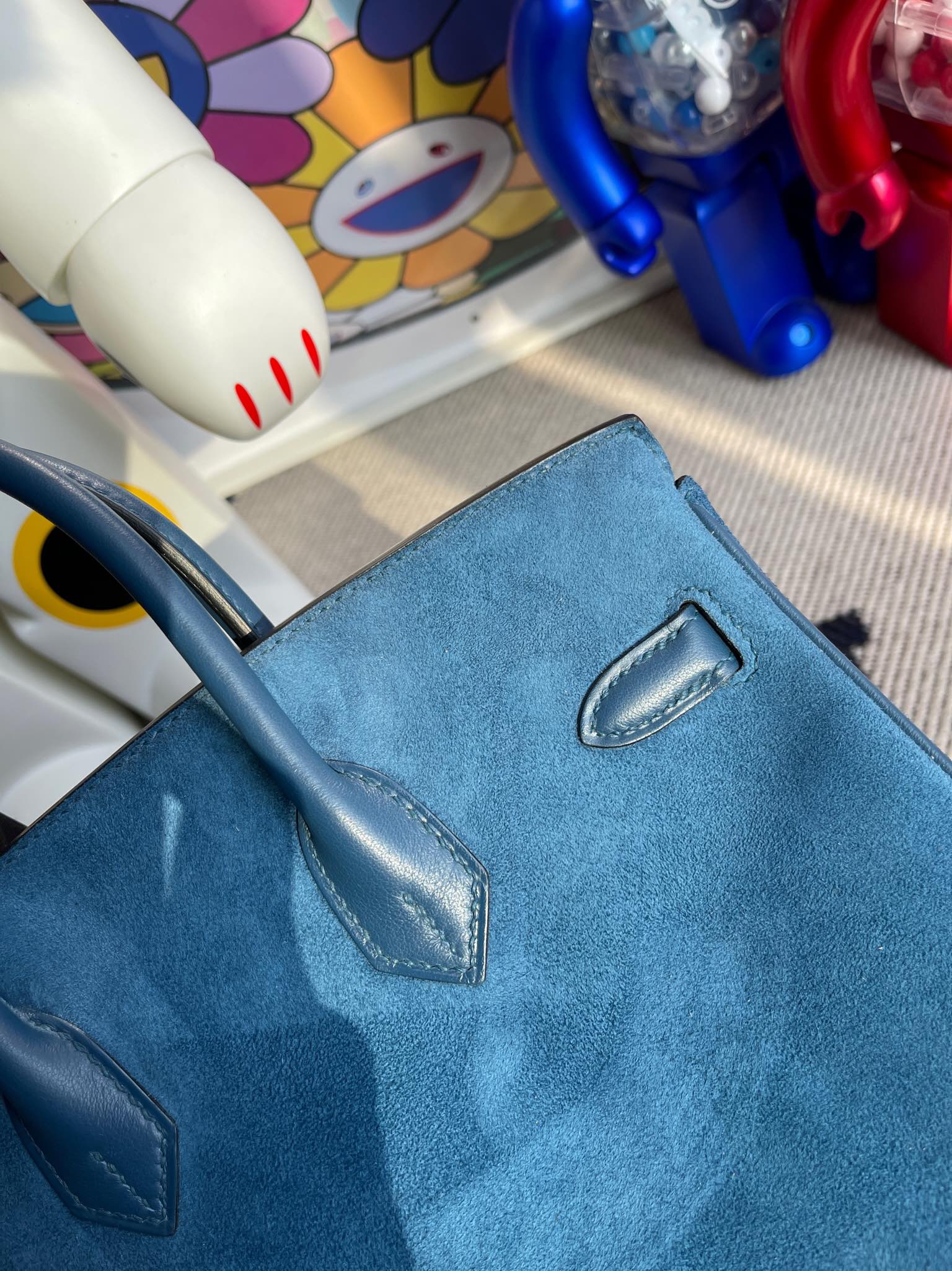 Hermes Birkin chamois & swift royal blue & Deep blue Silver Hardware 25cm  Full Handmade - lushenticbags