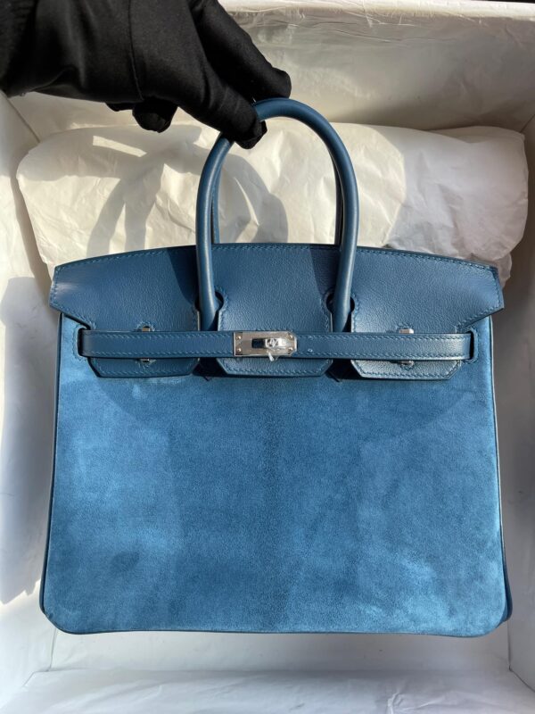 Hermes Birkin chamois & swift royal blue & Deep blue Silver Hardware 25cm  Full Handmade - lushenticbags