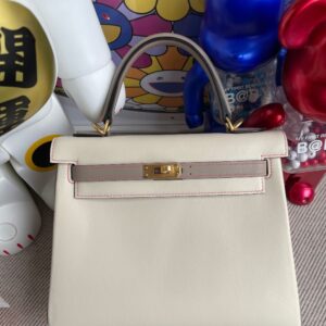 Hermes kelly Swift ck10 Craie & M8 Gris Asphalte matting Gold Hardware 25cm Full Handmade