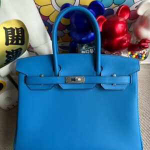 Hermes Birkin Swift B3 Blue Zanzibar Silver Hardware 30cm Full Handmade