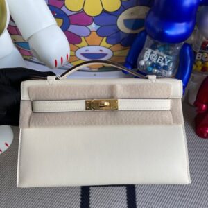 Hermes Mini kelly pochette swift 8L Beton Gold Hardware 22cm Full Handmade