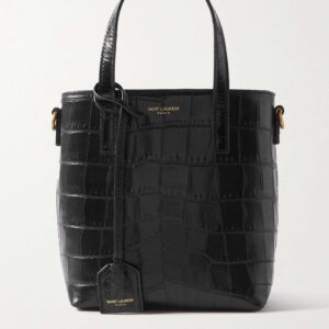SAINT LAURENT Toy mini croc-effect leather tote