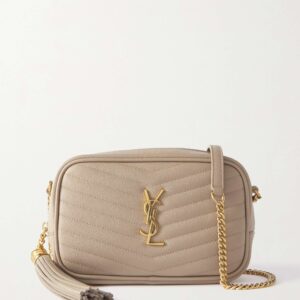 SAINT LAURENT Lou mini quilted textured-leather shoulder bag