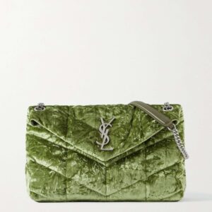 SAINT LAURENT Loulou Puffer small quilted velvet shoulder bag
