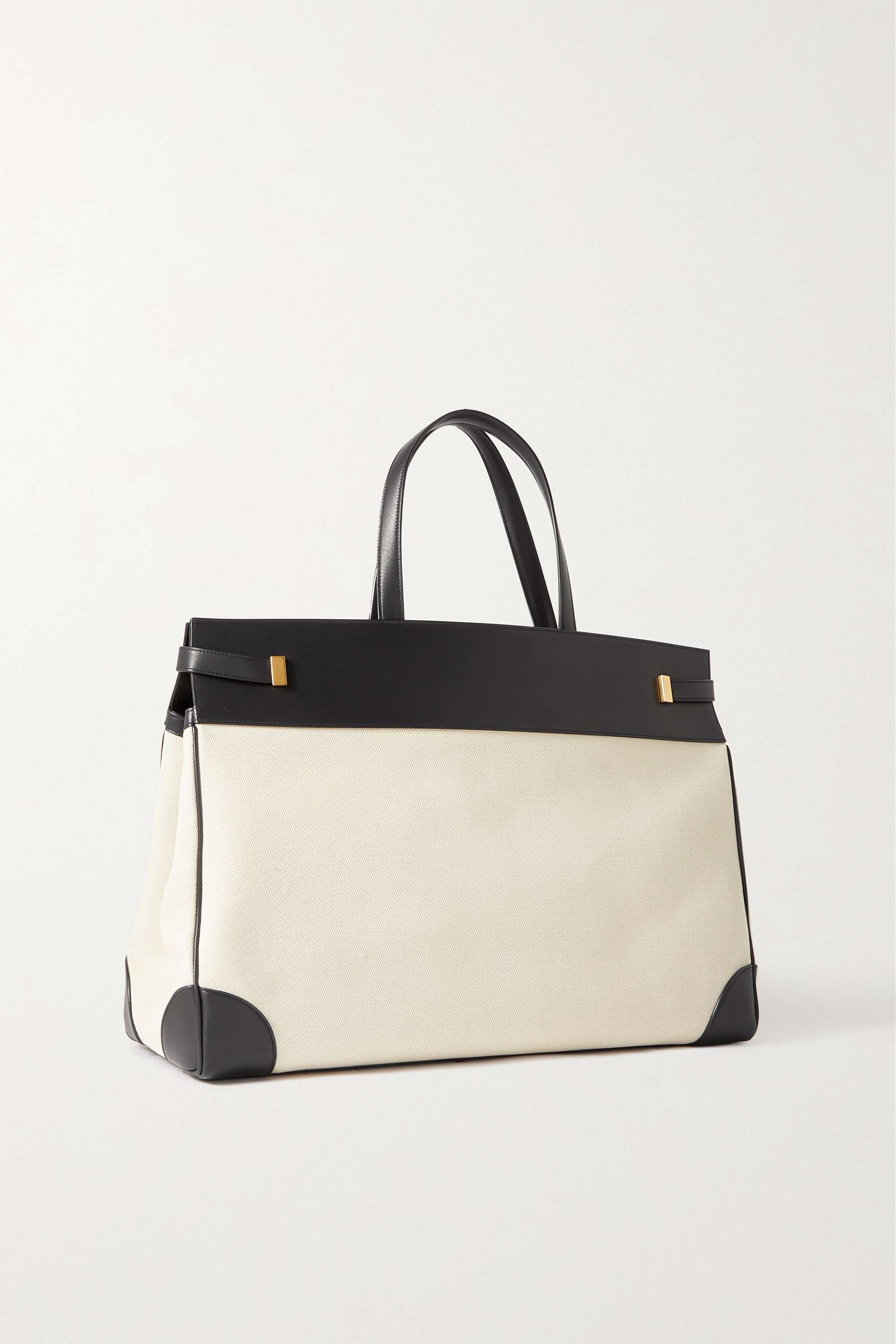 Manhattan Large Canvas And Leather Tote Bag in Beige - Saint Laurent