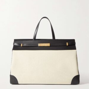 SAINT LAURENT Manhattan large leather-trimmed canvas tote