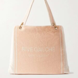 SAINT LAURENT Rive Gauche cotton-terry jacquard beach towel bag