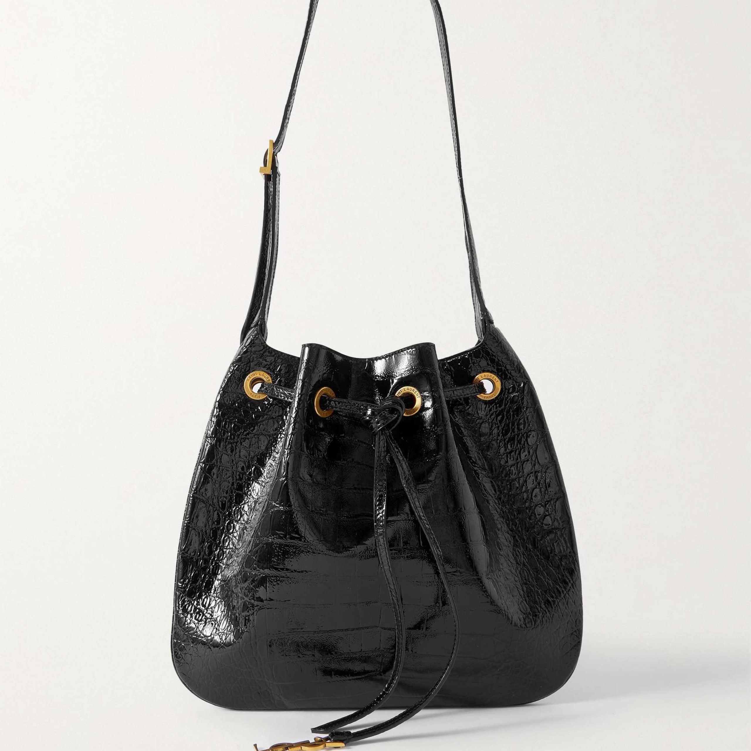 Saint Laurent Paris Vii Medium Croc-effect Patent-leather Bucket