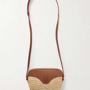 SAINT LAURENT Cœur small leather and raffia shoulder bag