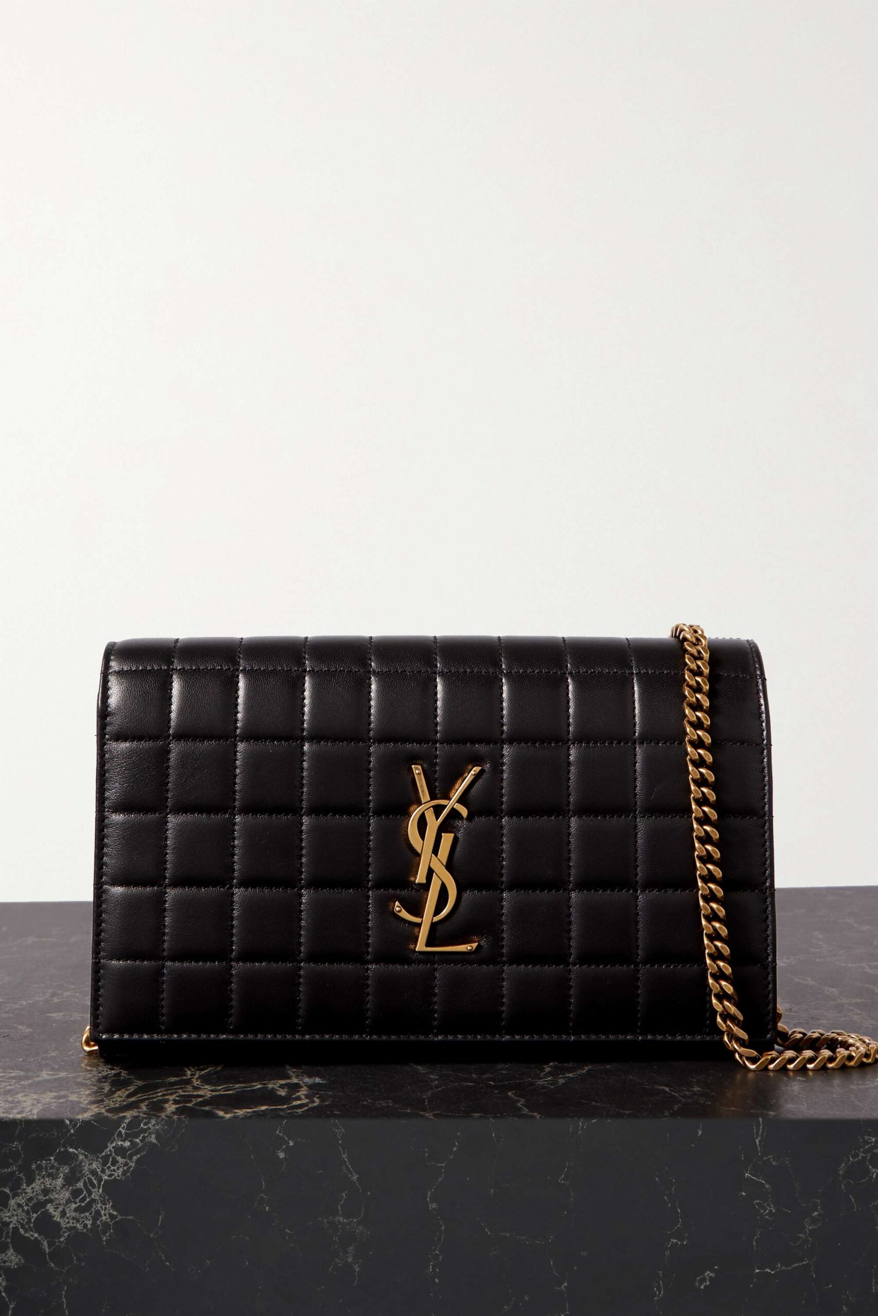 SAINT LAURENT Uptown textured-leather pouch - lushenticbags