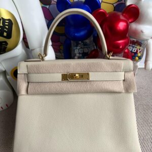 Hermes Kelly togo ck10 Craie Gold Hardware 28cm Full Handmade