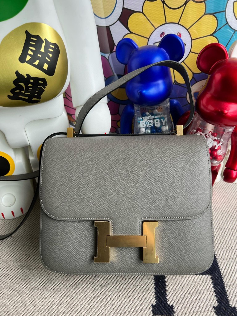 Hermes Constance Long To Go Gris meyer Epsom leather Silver