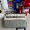 Hermes Mini pochette Ostrich kk 8F Etain Silver Hardware 22cm Full Handmade