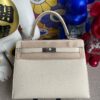 Hermes Kelly Epsom ck10 Craie Silver Hardware 25cm Full Handmade