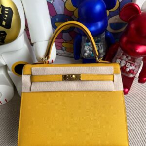 Hermes Kelly Epsom 9D Ambre Gold Hardware 25cm Full Handmade