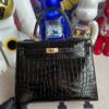 Hermes Kelly Crocodile shiny ck89 noir Gold Hardware 25cm Full Handmade