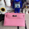 Hermes Mini pochette Chevre 5P sakura pink Silver Hardware 22cm Full Handmade