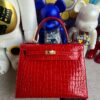 Hermes Kelly Crocodile shiny ck95 Braise Gold Hardware 25cm Full Handmade