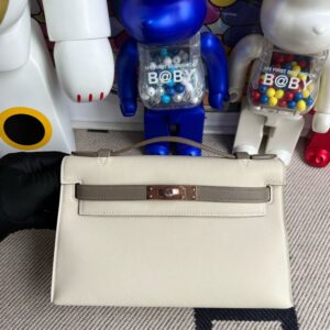 Hermes Mini pochette Swift nata & m8 Gris Asphalte Gold Hardware 22cm Full  Handmade - lushenticbags